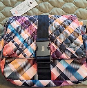 Lug harness in pink plaid NWT